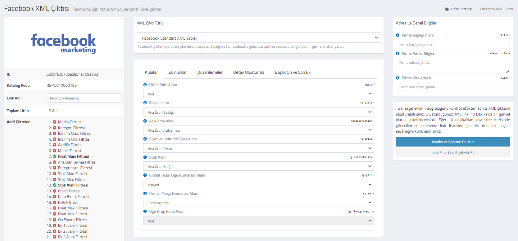 Facebook Katalog Yapısı ConnectProf Destek Sistemi